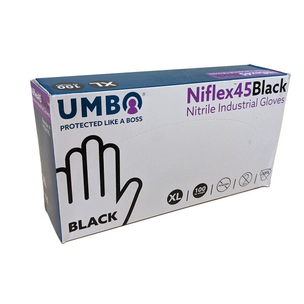 Nitrile 5mil Powder Free Gloves, Black, Medium, 1000/case H104/M