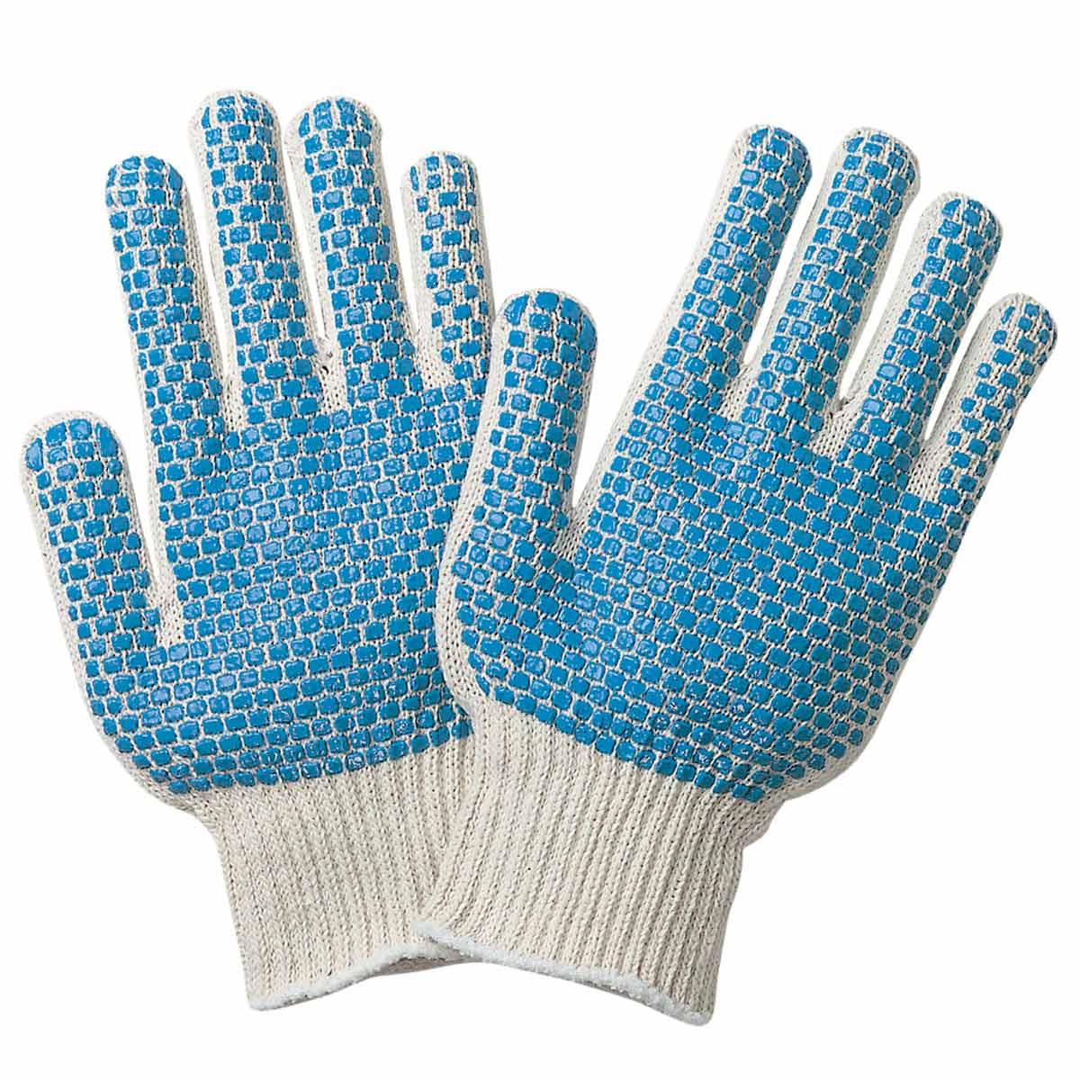 Comfort Grip, Heavy Weight, Double Sided Blue PVC Dot String Knit 