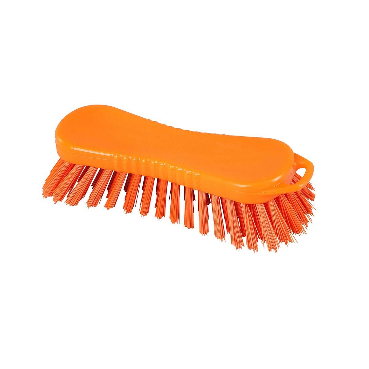 IMUSA USA Dish Brush With Scraper - Orange Non-Slip Cleaning Brush