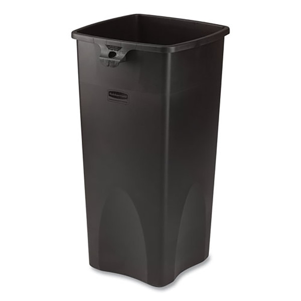 Untouchable Square Waste Receptacle, 23 gal, Plastic, Black